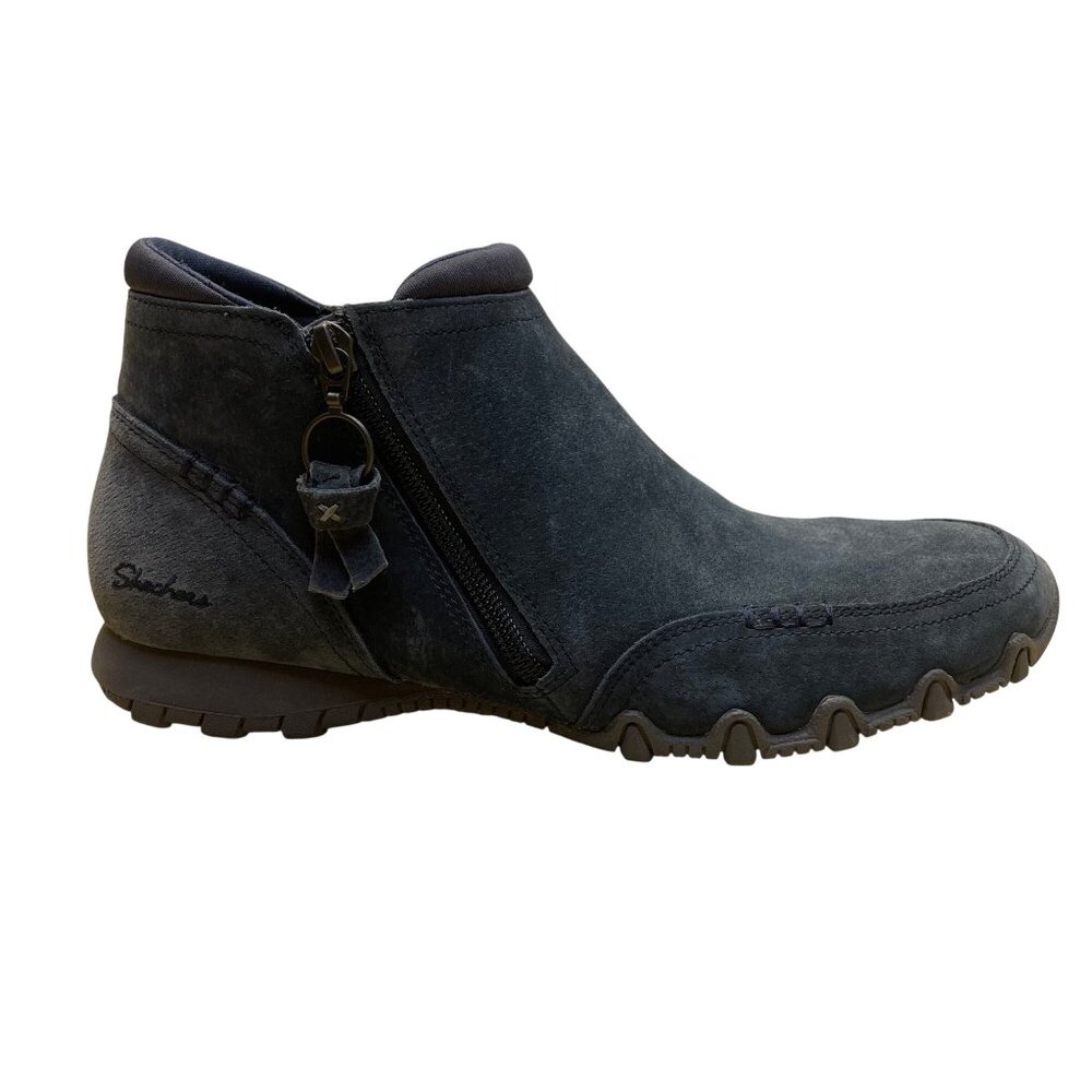Skechers Women's Navy Leather Air-Cooled Memory Foam Ankle Boots Size 9.5